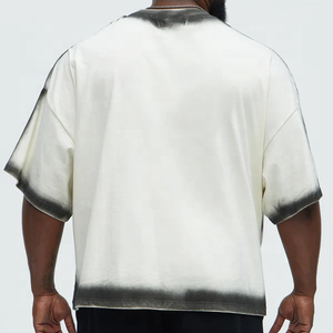 เสื้อยืดโอเวอร์ไซส์ผู้ชาย ผ้าคอตตอนเจอร์ซีย์ ยับยาก สีพื้น ลุคซักแล้ว สไตล์ลำลอง แขนสั้น ใส่สบายช่วงฤดูร้อน ผ้าถักย้อมสีพื้น - Product Image 5