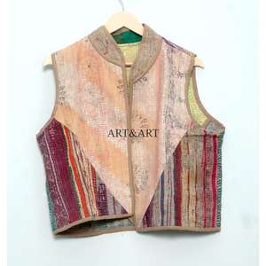 Nueva chaqueta estilo Kantha india hecha a mano con algodón multicolor, estilo vintage con patchwork, estilo étnico bohemio para uso casual. - Product Image 6