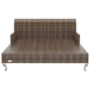 Chaise longue en polyrotin marron et crème avec structure en acier thermolaqué, mobilier d'extérieur durable - Product Image 5