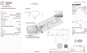 5,02 CT Princess Cut Lab Grown CVD Diamond 9,15 MM E Color VVS2 Clarity IGI Certificado para compromiso unisex o joyería de declaración - Product Image 2