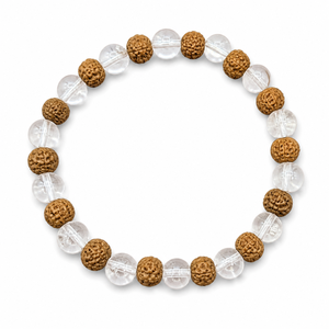 Natural Rudraksha Gemstone Clear Quartz <b>Bracelet</b> Handmade Healing Beads Elastic <b>Stretch</b> Spiritual Yoga Jewelry Unisex Wholesale - Product Image 1