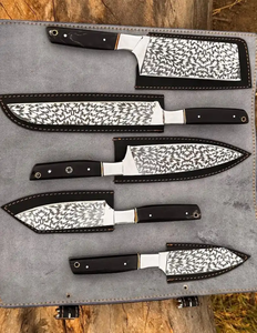 Juego de Cuchillos de Cocina LEGACY BLADES, 5 Piezas, con Hojas de Damasco Grabadas, Cuchillos Profesionales para Chef, Mango de Madera Hecho a Mano, Suministros para Restaurantes - Product Image 5