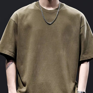 เสื้อยืดสไตล์วินเทจย้อนยุคแบบย้อมสีเอซิด OEM สำหรับผู้ชาย ผ้าฝ้าย 100% เนื้อหนา ทรงโอเวอร์ไซส์ แขนสั้น สีพื้น - Product Image 2