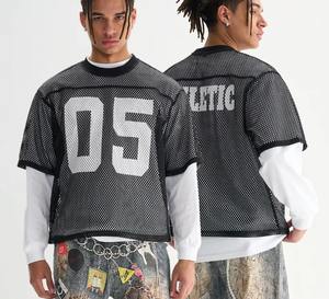 Nouveau T-shirt en jersey maille tendance avec imprimé lettres, vêtements pour hommes, t-shirt personnalisé streetwear pour hommes - Product Image 1