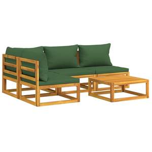 Conjunto de Muebles de Jardín de Madera Natural, Madera de Acacia Sólida Verde con Cojines de Tela, Muebles de Exterior - Product Image 3