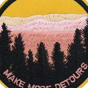 Circular Embroidered <b>Patch</b> With Mountain Landscape Design <b>Sew</b>-<b>On</b> Fabric Applique For Clothing Gifts - Product Image 5