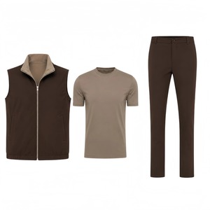 Traje de Verano de 3 Piezas para Hombre al por Mayor: Chaleco Reversible, Camiseta de Algodón Mercerizado Transpirable y Pantalón Elástico de Pierna Recta - Product Image 4