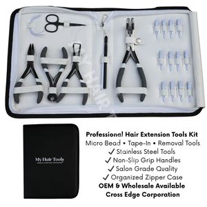 Juego de Herramientas para Extensiones de Cabello Microlink con Pinza para Cintas Adhesivas, Pinza para Cerrar y Abrir Cuentas, Gancho de Bucle, Tijeras y Agujas en Estuche de Almacenamiento - Product Image 5