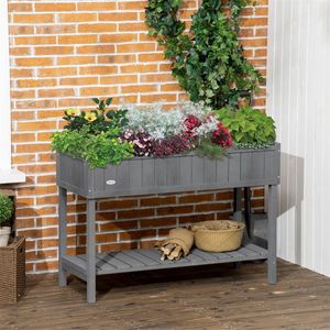 Fioriera Rialzata in WPC e Ceramica per Fiori e Verdure, Vaso per Piante da Esterno - Product Image 1