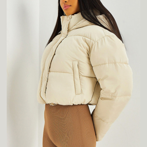 Women <b>Cropped</b> <b>Puffer</b> <b>Jacket</b> With Custom Logo Women Wholesale Winter Wear Loose Fit Stand Collar Women <b>Puffer</b> <b>Jacket</b> - Product Image 4