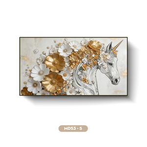 Peinture murale HALO Chevaux au galop, finition soignée, décoration orientale, artisanat d'origine vietnamienne, très demandée - Product Image 1