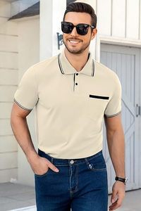 Polo à manches courtes pour homme, décontracté, en coton, avec poche - Product Image 4