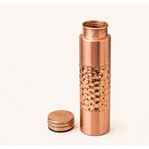 <b>Bulk</b> Pure Solid Copper Eco-friendly <b>Water</b> <b>Bottle</b> Hammered Design -Proof Indian Copperware Customizable Logo Luxury Gifting - Product Image 4