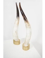 Décoration de Pâques de haute qualité en corne de buffle véritable avec base en bois, style animalier nautique, pour la maison européenne S SONS