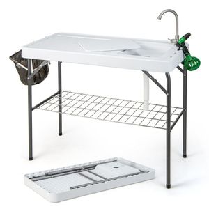 Table de nettoyage de poisson portable pour camping avec grille et robinet pour aventures de pêche en plein air - Product Image 1