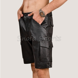 บริการ OEM ราคาสมเหตุสมผล กางเกงขาสั้นหนังสำหรับผู้ชาย สไตล์ล่าสุด ออกแบบเองได้ กางเกงขาสั้นหนังสตรีทแวร์ผู้ชาย ขายส่ง - Product Image 5