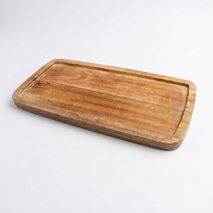 Bandeja de madera para servir de 40x20cm, rectangular, para desayuno, con borde elevado, bandeja de madera natural, bandeja rectangular grande - Product Image 1
