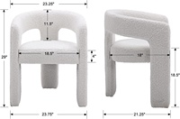 Chaise de salle à manger moderne en forme de baril, revêtement en fausse fourrure Sherpa, pour cuisine, salon ou réception, couleur blanche