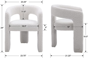 Sedia da Pranzo Moderna Stile Sherpa, Imbottita in Ecopelliccia, <span class=keywords><strong>per</strong></span> <span class=keywords><strong>Cucina</strong></span>, <span class=keywords><strong>Soggiorno</strong></span> o Reception, Colore Bianco - Product Image 2