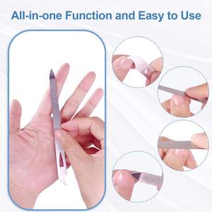 Mini Lima de Uñas de Acero Inoxidable de 5.5 Pulgadas, Doble Cara, Patrón Recto, Grano Fino, Punta Curva, Duradera, para Uñas de Gel Acrílico Natural - Product Image 4