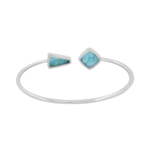 Premium 925 Sterling Silver High Finish Trendy Adjustable Bezel Set Larimar Tie Cushion Shape Cab Twister <b>Bracelet</b> Party Gift - Product Image 4