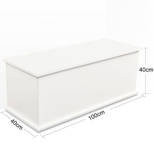 Banc de rangement en bois blanc avec plateau relevable, coffre de rangement, organisateur d'entrée, meuble de maison pour l'organisation de table basse - Product Image 4