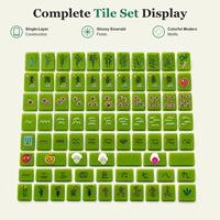 Jeu de tuiles de Mahjong en acrylique, tuiles de Mahjong américaines vert émeraude, faces décoratives pour jeux de société et tables de Mahjong à domicile