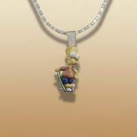 Pendentif Dvars Diamond DDP-479 Cartoon Bart Simpson en Or Massif 18K, Moissanite et Argent Sterling 925, Charm Hip Hop à Sertissage Griffe