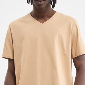 Men's High Quality Quick Dry Solid <b>V</b> Neck T-Shirt 100% Cotton Worsted Custom Logo Custom Color Loose <b>Fit</b> Breathable Eco-Friendly - Product Image 4
