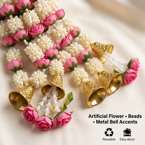Guirlande de roses artificielles Mogra roses et blanches, décoration murale florale moderne pour mariages, anniversaires, fêtes du Ramadan, toile de fond pour la maison - Product Image 1