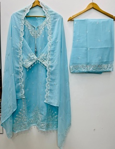Traje Salwar Bordado Azul Claro para Mujer, con Dupatta, Estilo Indio-Pakistaní, de Proveedor Indio - Product Image 5