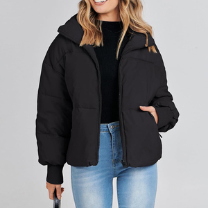 <b>Winter</b> Women's Short Puffer Jacket High Quality <b>Waterproof</b> Breathable Print Hooded <b>Coat</b> - Product Image 5