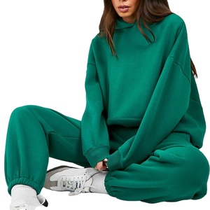 Chándales de gran tamaño personalizados para mujer, traje de dos piezas holgado y ajustado de alta calidad, conjunto de Jogger elegante informal OEM personalizado - Product Image 4