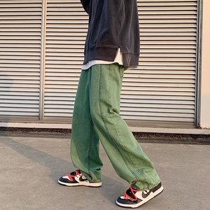 <b>Men's</b> <b>Baggy</b> Jeans <b>Men</b> Jeans <b>Trouser</b> Latest Green Straight Tube Youth Fashion Loose Jeans - Product Image 2