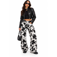 Pantalon en cuir véritable à poils, en cuir de vachette véritable, coupe large et ample, unisexe, style western streetwear, vente en gros, personnalisable OEM