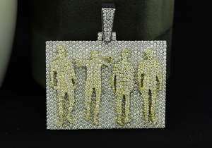 Pendentif personnalisé de luxe en moissanite certifiée avec logo et initiales, bicolore en argent 925, bijoux hip-hop pour rappeur - Product Image 3