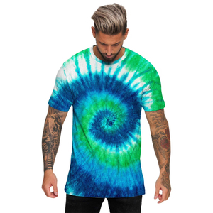 Camiseta Tie Dye en Espiral con Logotipo Personalizado, 100% Algodón, Estilo Urbano Holgado, Informal, Unisex, para Verano, Venta al Por Mayor - Product Image 3