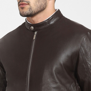 Men's 100% <b>Leather</b> <b>Jacket</b> Full Sleeves Street Wear Professional Breathable Waterproof <b>Winter</b> OEM Design - Product Image 5