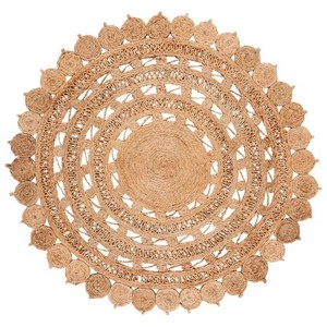Handmade Flat Woven Modern Indian <b>Jute</b> <b>Rug</b> Moroccan Design <b>Round</b> and Oval for Home Office in Natural Colors - Product Image 1