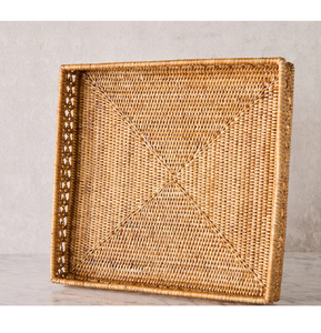 Bandeja de servir de diseño bohemio en ratán, artículos de cocina de alta calidad, muebles antiguos hechos a mano con aspecto de diseñador a los precios más bajos. - Product Image 4