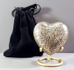 Heart Shape Metal Urn Handmade Luxury Home Decor Valentine's Day Gift Modern Design <b>Gold</b> Finish - Product Image 1