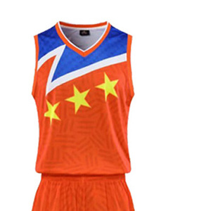 Ensemble d'uniformes de basketball unisexe orange et bleu, col en V, sans manches, imprimé par sublimation, respirant, en polyester, pour adultes, toutes saisons - Product Image 5