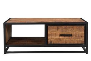industrial <b>Wood</b> <b>Coffee</b> <b>Table</b> Storage Center <b>Table</b> <b>Square</b> Living Room End <b>Table</b> with Drawer and Open Shelf - Product Image 2