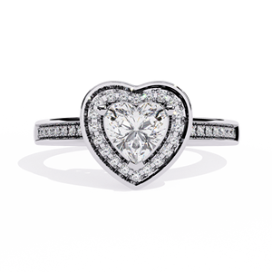 Heart Cut Diamond Engagement <b>Ring</b> White Gold Halo Women's Romantic Style GIA Certified Natural Diamonds - Product Image 1