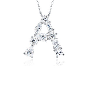 Letter Heart Freshwater Pearl Moissanite Pendant Link Chain <b>Necklace</b> with Multiple Cut Stones VVS1 925 <b>Silver</b> Hip Hop Style - Product Image 3