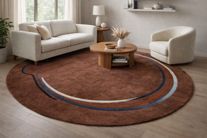 Brown Round Tufted <b>Wool</b> Rug, Modern Abstract Circle Design Carpet for Living Room High Quality Minimum Order 1 Piece for Living - Product Image 2