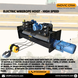 Grúa Puente INOVIC CRM de 10 Toneladas para Trabajo Pesado con Polipasto Eléctrico de Cable |   Construcción de Acero, Protección IP55 - Product Image 1