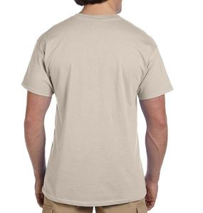 เสื้อยืดคอกลมแขนสั้นสีเบจสำหรับผู้ชาย ทรงปกติ สวมใส่สบาย ผลิตจากผ้าฝ้ายเจอร์ซีย์ถัก 100% สีพื้น แห้งเร็ว น้ำหนัก 180 กรัม - Product Image 2