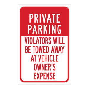 Panneau d'avertissement de retrait de véhicule sur propriété privée Brady, imprimé UV, pour parkings - Product Image 1