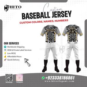 Conjunto de uniforme de béisbol personalizado OEM de alta calidad para hombre de secado rápido y ajuste regular con ropa de equipo impresa por sublimación de manga corta - Product Image 2